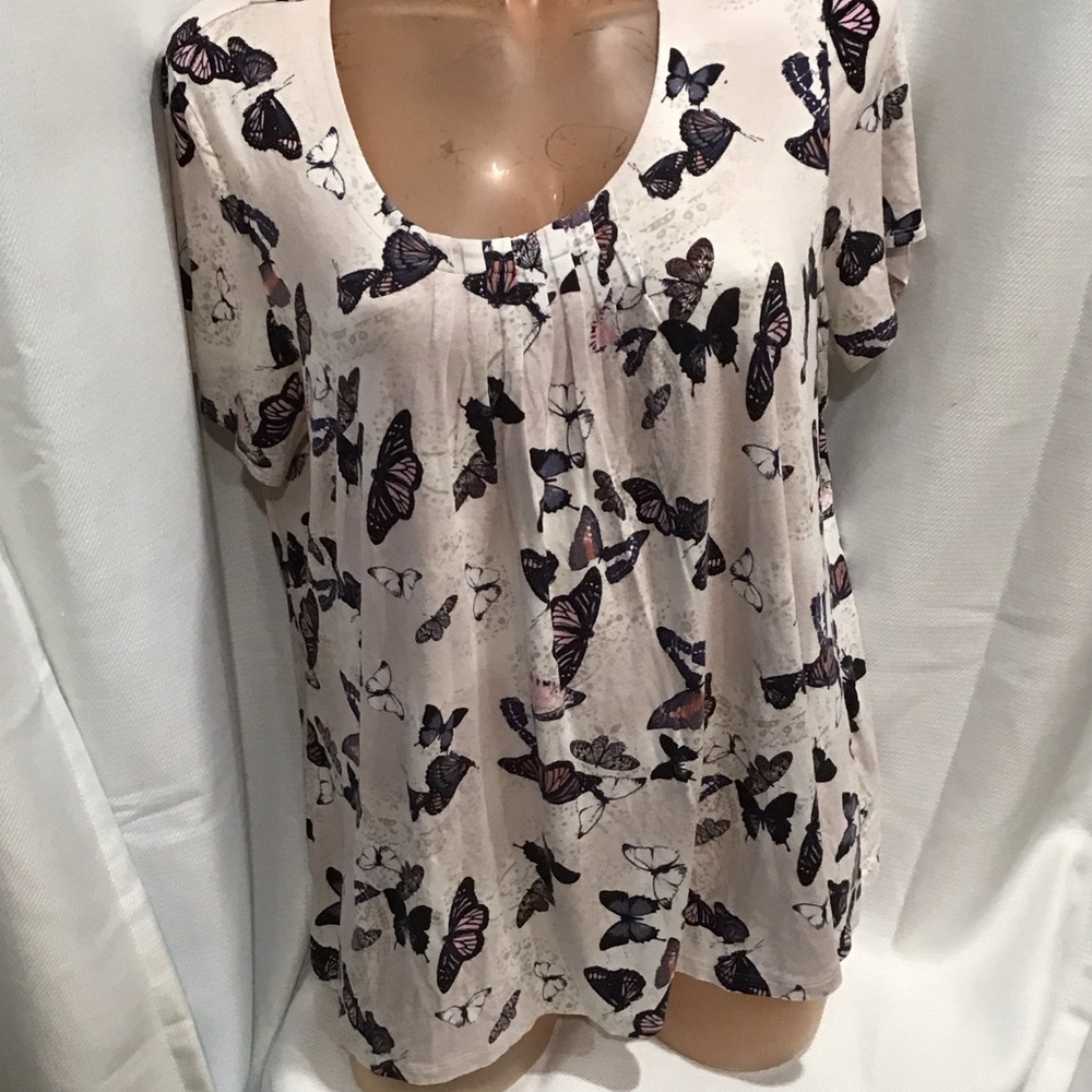 Butterfly Pattern Short Sleeve Women's Top